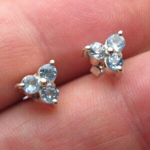 *925 Sterling Silver Genuine Topaz Earring Studs